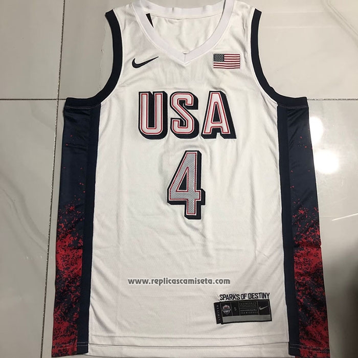 Camiseta USA 2024 Stephen Curry #4 Blanco
